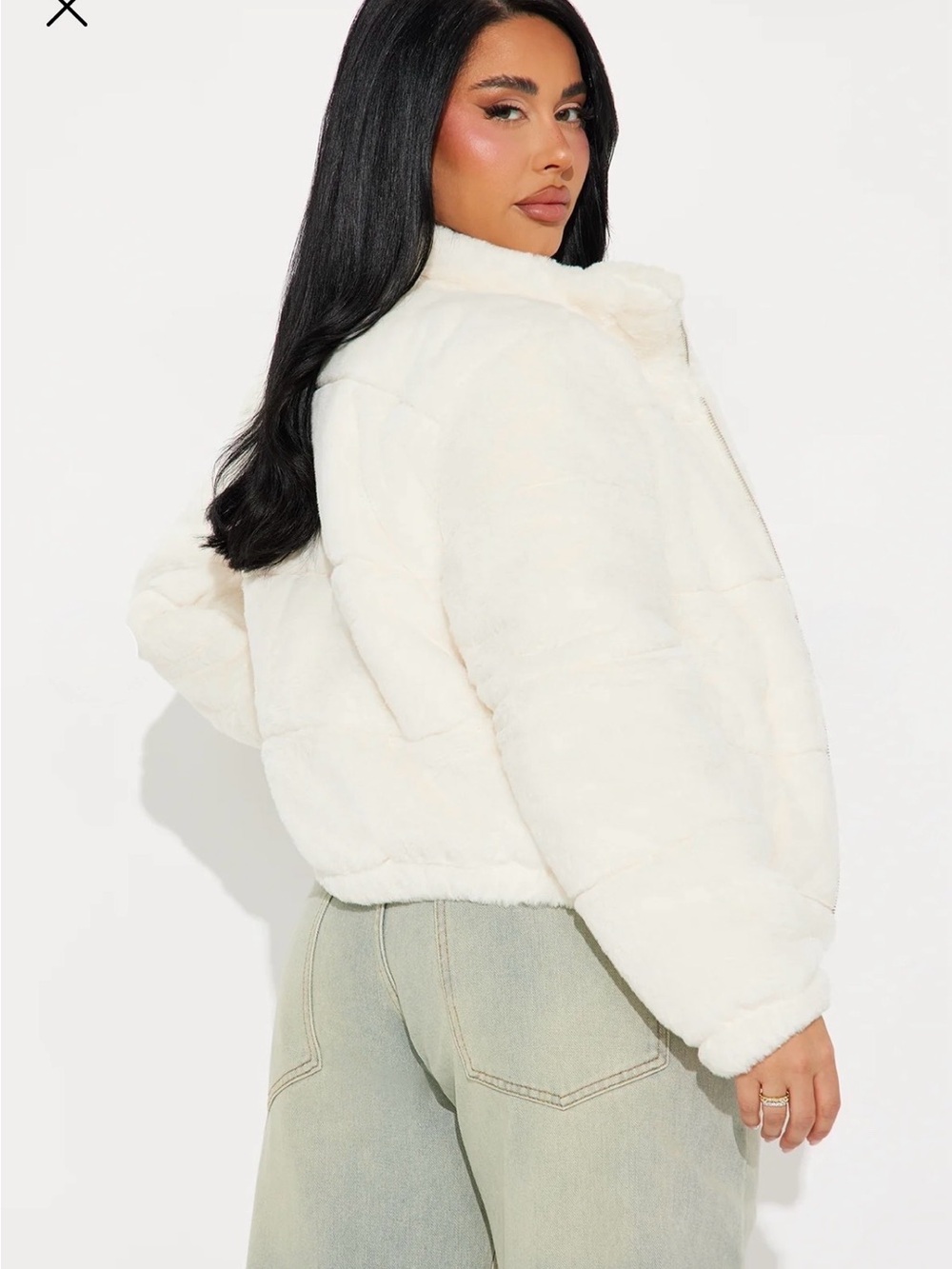 White Faux Fur Puffer Jacket - Women
